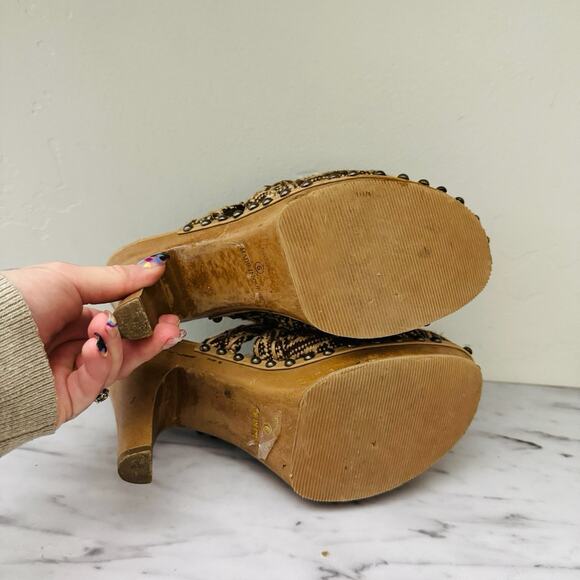 Erica Brooke Fuzzy Brown Knit Heel Clogs Women’s Size 6 - Picture 7 of 10